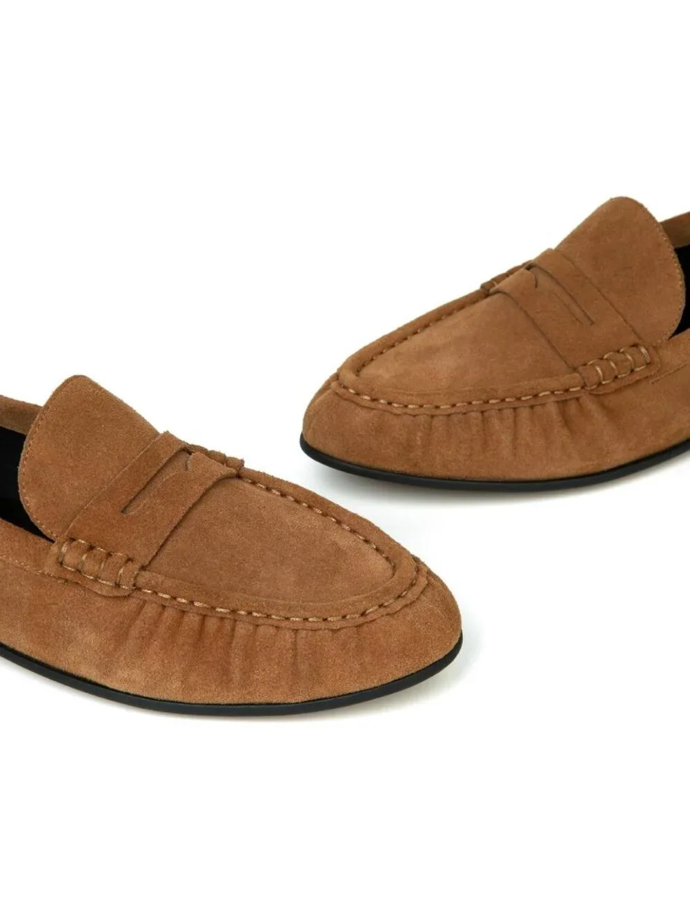 🆕Women's Brown Suede Penny Loafers Flats Shoes Dressy Vintage Work Business